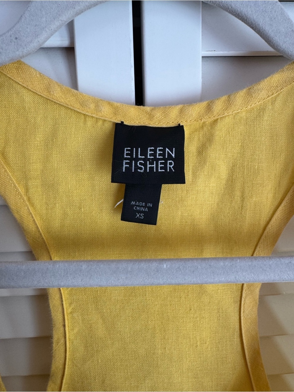 Eileen Fisher Linen Tank A-line Dress Racerback Yellow Coastal Summer Midi XS - Picture 5 of 9